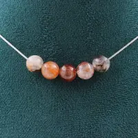 Bijoux Pierres et Minéraux. Collier 5 perles Quartz Hematoide de Madagascar 8 mm Chaine en acier Collier femmes, hommes. Taille personnali