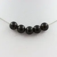 Bijoux Pierres et Minéraux. Collier 5 perles Obsidienne noire 8 mm. Chaine en acier inoxydable Collier femmes, hommes. Taille personnalisa