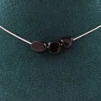 Bijoux Pierres et Minéraux. Collier 3 perles Hypersthène d'Égypte. Chaine en acier inoxydable Collier femmes, hommes. Taille personnalisab