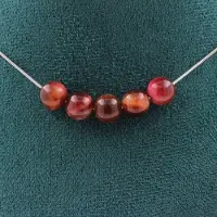 Bijoux Pierres et Minéraux. Collier 5 perles Oeil de Tigre pêche bicolore 8 mm. Chaine en acier Collier femmes, hommes. Taille personnalis