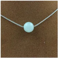 Bijoux Pierres et Minéraux. Collier 1 perle Angélite 8 mm Chaine en acier inoxydable.
