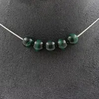 Bijoux Pierres et Minéraux. Collier 5 perles Malachite du Congo qualité 7A 8 mm. Chaine en acier Collier femmes, hommes. Taille personnali