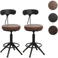 Mendler Lot de 2 tabourets de bar HWC-O84, tabouret de bar pivotant Industrial réglable en hauteur, similicuir métal marron