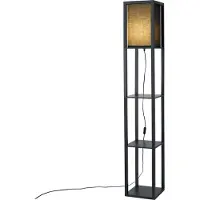 QAZQA Lampadaire moderne noir avec abat-jour en tissu - Stojan