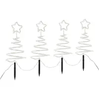 QAZQA Lot de 4 lampes de jardin sapin de Noël blanches avec LED IP44 - Puno
