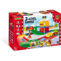 Wader Garage de stationnement à deux niveaux pour enfants avec voiture et remorque