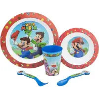 Stor Super Mario Set d'assiettes micro-ondables 5 pièces pour enfants avec fond antidérapant