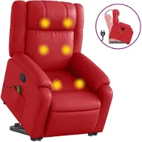 vidaXL Fauteuil de massage avec releveur Rouge similicuir