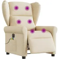 vidaXL Fauteuil de massage électrique Crème Tissu
