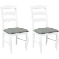 vidaXL Chaises de salle à manger avec coussins 2 pcs. Blanc Bois massif Hévéa