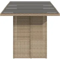 vidaXL Table de jardin avec plateau en verre Beige 190x80x74 cm Poly rotin