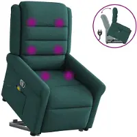 vidaXL Fauteuil de massage avec releveur Vert foncé Tissu