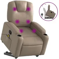 vidaXL Fauteuil de massage avec releveur Cappuccino-Brun Similicuir
