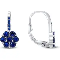 Brilio Silver - Boucles d'oreilles fleur en argent avec zircons noirs EA73, (Argent)