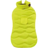 Croci Hondenjas Padded Eco Leaves Gerecycled Geel (Feuilles écolos recyclées) (30, Manteau pour chien)