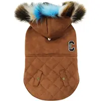 Croci manteau pour chien doublé en fourrure d'agneau, marron