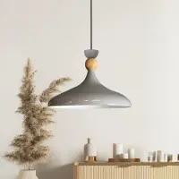 Bamyum Champion Pendelleuchte Holz Grau (E27)