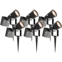 LEDVION Lot de 6 LED Extérieur Spot IP65 1W 3000K GU10 orientable