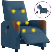 vidaXL Fauteuil de massage électrique bleu tissu
