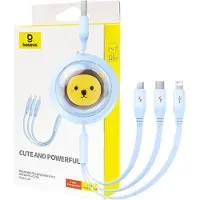 Baseus Câble rétractable 3 en 1 USB A vers Micro USB / Lightning / Type C 3,5A CB000063 1,1m bleu