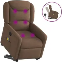 vidaXL Fauteuil de massage avec releveur Marron Tissu