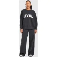 AYBL Pantalon de jogging large Varsity en maille | S-M | Gris