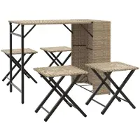 Syfax Ensemble à manger de jardin 5 pcs pliable beige résine tressée