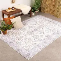 FRAAI Tapis d'extérieur vintage | Santo Flora Blanc | 200x290cm | Blanc | Rectangulaire | Tapis d'extérieur