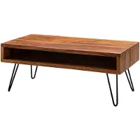 Wohnling Table basse 100x40x50 cm bois massif / métal table basse sheesham |