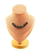 Bijoux Pierres et Minéraux. Collier 10 perles Emeraude de Zambie Qualité 3A 8 mm. Chaine en acier Collier femmes, hommes. Taille personnal