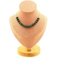 Bijoux Pierres et Minéraux. Collier 15 perles Malachite du Congo qualité 7A 8 mm. Chaine en acier Collier femmes, hommes. Taille personnal