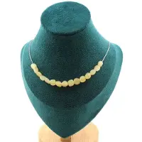 Bijoux Pierres et Minéraux. Collier 15 perles Calcite jaune du Royaume-Uni. Chaine en acier Collier femmes, hommes. Taille personnalisable.