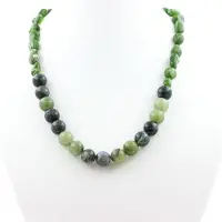 Bijoux Pierres et Minéraux. Collier perles Diopside du Brésil + Jade + Agate mousse 8 mm. Chaine Collier femmes, hommes. Taille personnali