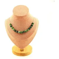 Bijoux Pierres et Minéraux. Collier 15 perles Epidote d'Australie 8 mm. Chaine en acier inoxydable Collier femmes, hommes. Taille personna