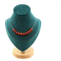 Bijoux Pierres et Minéraux. Collier 10 perles Cornaline d'Uruguay qualité 5A 8 mm. Chaine en acier Collier femmes, hommes. Taille personna