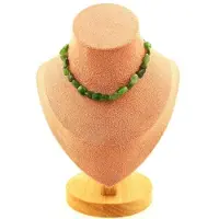 Bijoux Pierres et Minéraux. Collier 20 perles Jade néphrite de Sibérie (Russie). Chaine en acier Collier femmes, hommes. Taille personnali