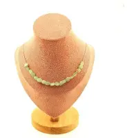 Bijoux Pierres et Minéraux. Collier 20 perles Cyanite verte du Brésil. Chaine en acier inoxydable Collier femmes, hommes. Taille personnal