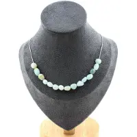 Bijoux Pierres et Minéraux. Collier 15 perles Amazonite du Brésil. Chaine en acier inoxydable Collier femmes, hommes. Taille personnalisab