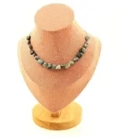 Bijoux Pierres et Minéraux. Collier 20 perles Oeil de faucon d'Afrique du Sud. Chaine en acier Collier femmes, hommes. Taille personnalisa