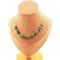 Bijoux Pierres et Minéraux. Collier 15 perles Chrysocolle de Namibie qualité 7A 8 mm. Chaine en Collier femmes, hommes. Taille personnalis