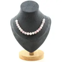 Bijoux Pierres et Minéraux. Collier 20 perles Quartz rose 8 mm Chaine en acier inoxydable Collier femmes, hommes. Taille personnalisable.