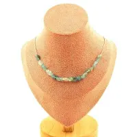 Bijoux Pierres et Minéraux. Collier 20 perles Apatite du Brésil. Chaine en acier inoxydable Collier femmes, hommes. Taille personnalisable.