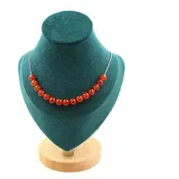 Bijoux Pierres et Minéraux. Collier 15 perles Cornaline d'Uruguay qualité 5A 8 mm. Chaine en acier Collier femmes, hommes. Taille personna