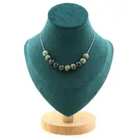 Bijoux Pierres et Minéraux. Collier 10 perles Turquoise Africaine 8 mm Chaine en acier inoxydable Collier femmes, hommes. Taille personnal