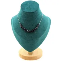 Bijoux Pierres et Minéraux. Collier 10 perles Hypersthène d'Égypte. Chaine en acier inoxydable Collier femmes, hommes. Taille personnalisa