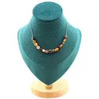 Bijoux Pierres et Minéraux. Collier 15 perles Mookaite d'Australie. Chaine en acier inoxydable Collier femmes, hommes. Taille personnalisa
