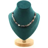 Bijoux Pierres et Minéraux. Collier 20 perles Quartz fantôme vert du Brésil Chaine en acier Collier femmes, hommes. Taille personnalisable.