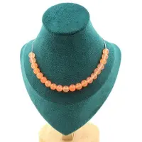 Bijoux Pierres et Minéraux. Collier 20 perles Calcédoine orange 8 mm. Chaine en acier inoxydable Collier femmes, hommes. Taille personnali