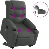 vidaXL Fauteuil de massage électrique avec releveur Tissu gris foncé