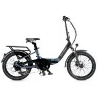 Jobobike Ace Vélo électrique pliant - Accès bas - 20 pouces - Moteur 250W - 7 vitesses - Autonomie de 50 km - Freins à disque mécaniques - Noir